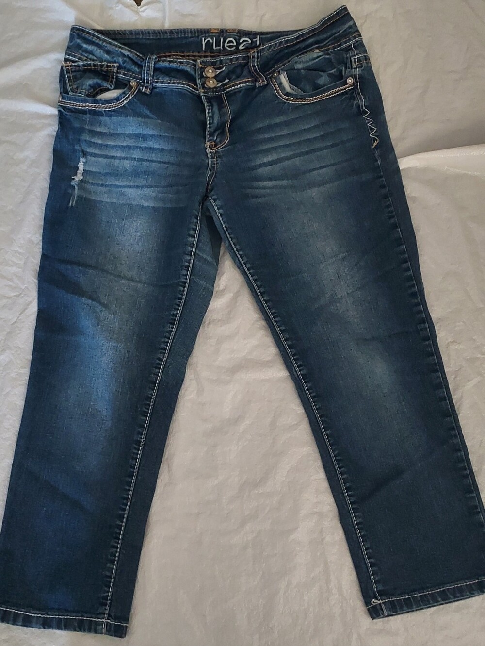 Rue21 Women's Dark Blue Faded Boyfriend Jeans